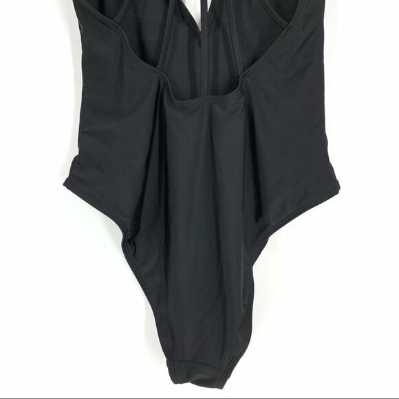 Asos Size 8 Black One Piece Bathing Suit V-Neck Open Strappy Racerback - Picture 6 of 8